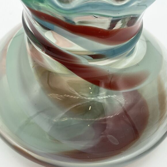 Vtg. Murano Hand Blown Swirl Glass Vase with a Ruffled/Wavy Edge Made In Italy - Picture 3 of 9